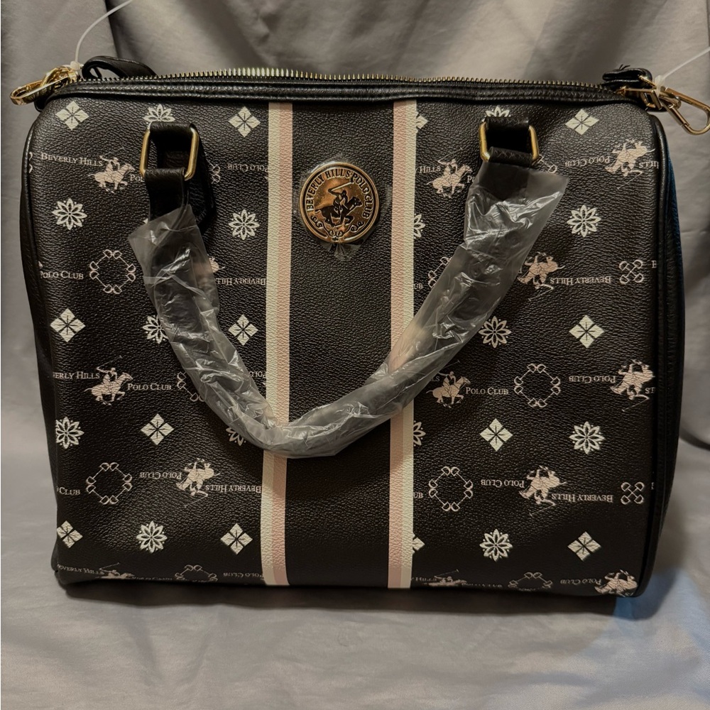 NWT - Beverly Hills Polo Club Black Satchel with Gold Hardware